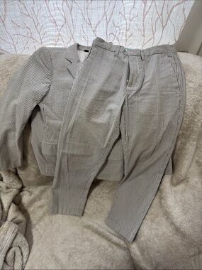 Crewcuts Kids Pinstripe Dress Suit- blueish grey ish